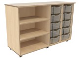Flex-kast 4B laag B141xD50xH96cm Berken Tangara Groothandel voor kinderrdagverblijf inrichting